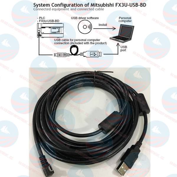 FX3U-USB-BD 5M Cáp Mitsubishi chuẩn, BH chính hãng FX3U-USB-BD 5M Cáp Mitsubishi chuẩn, BH chính hãng